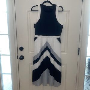 Elegant Black and White Chevron Dress